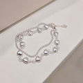 Ownerclan Popular Product S752 Women Plump Heart Pendant Layered Two-Row Bracelet Daily Silver925 [W