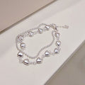 Owner Clan popular item S752 women's heart pendant layered double strand bracelet daily silver brace