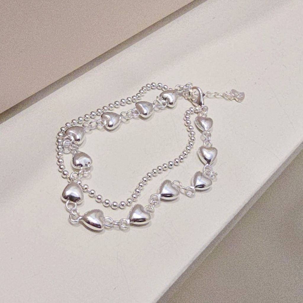 Owner Clan popular item S752 women's heart pendant layered double strand bracelet daily silver brace