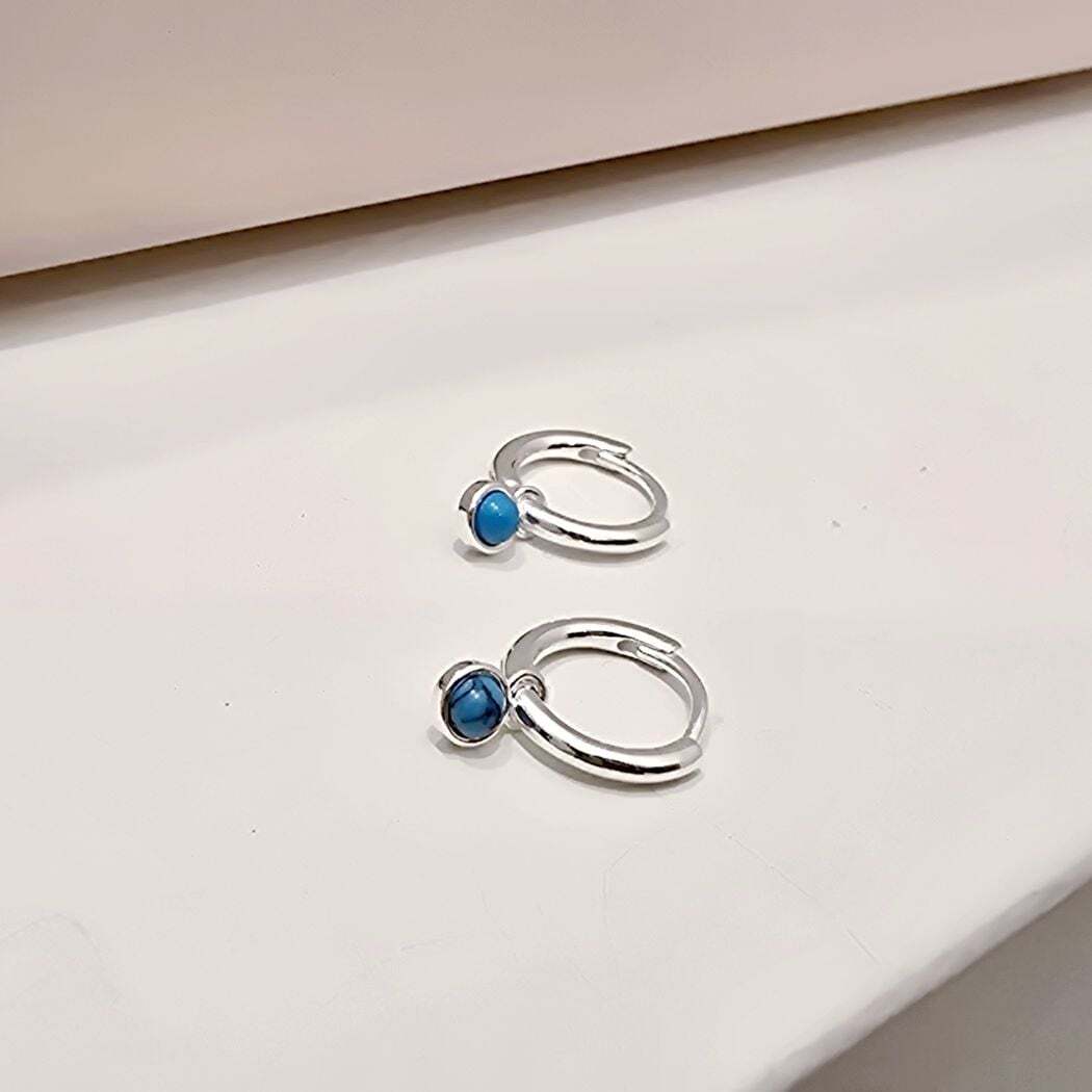 OwnerClan popular item S707 women's turquoise one-touch earrings simple silver925 [WFMI9WP260328]