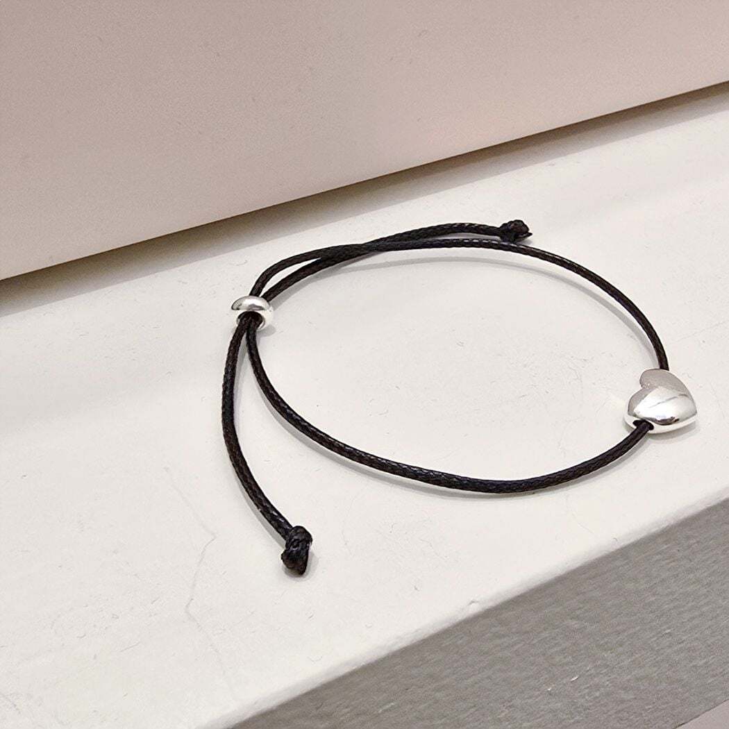 Owner Clan popular item S406 women's heart pendant design black cord unique bracelet silver 925 [WFM
