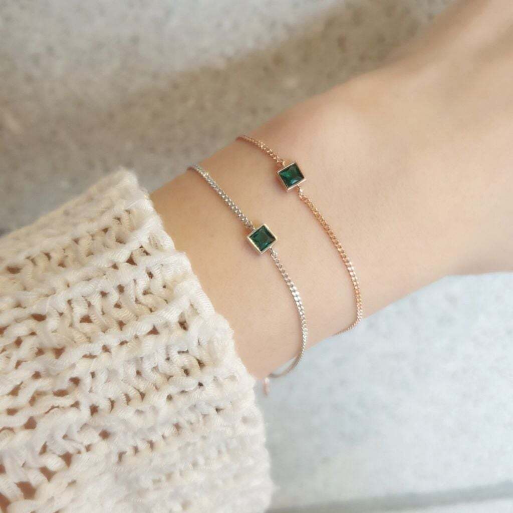 OwnerClan popular product SS3023 women square emerald chain bracelet unique point daily silver925 [W