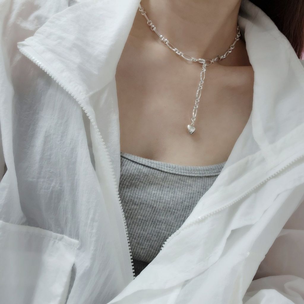 Ownerclan Popular Product SS3036 Women's Heart Pendant Chain Necklace Unique Chain Strap Point Silve