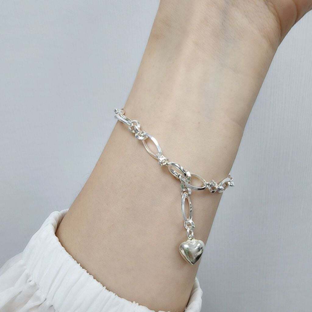 Ownerclan Popular Product SS3037 Women's Heart Pendant Chain Bracelet Unique Point Silver925 [WFMI9Y