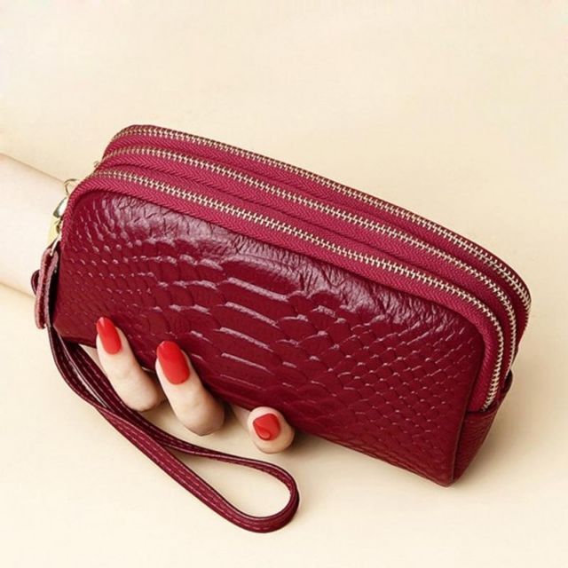 Celeb House 3 RFXGNRKB Clutch Bag Calfskin Hand Long Wallet Large Capacity Triple Zipper