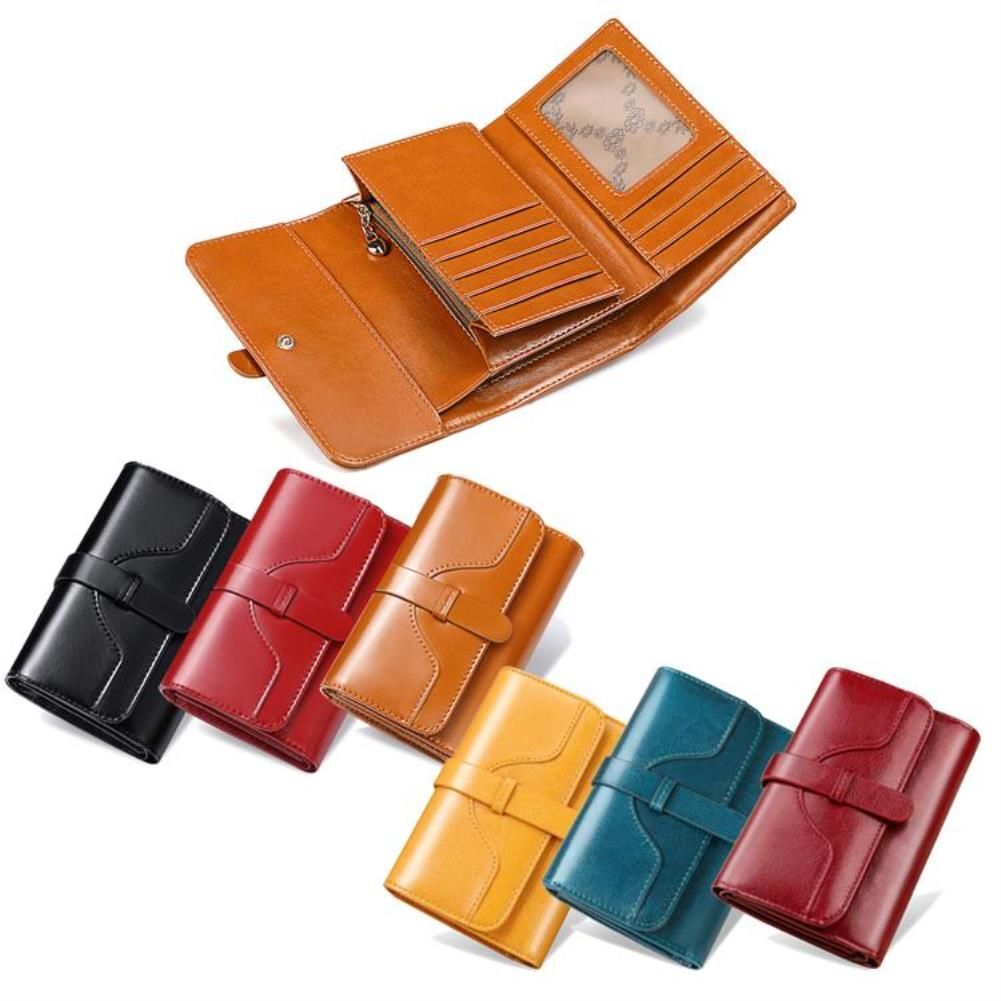 Leather KMRGRYXZ Red Camel 3-compartment Real Card Black Wallet Coin Organizer