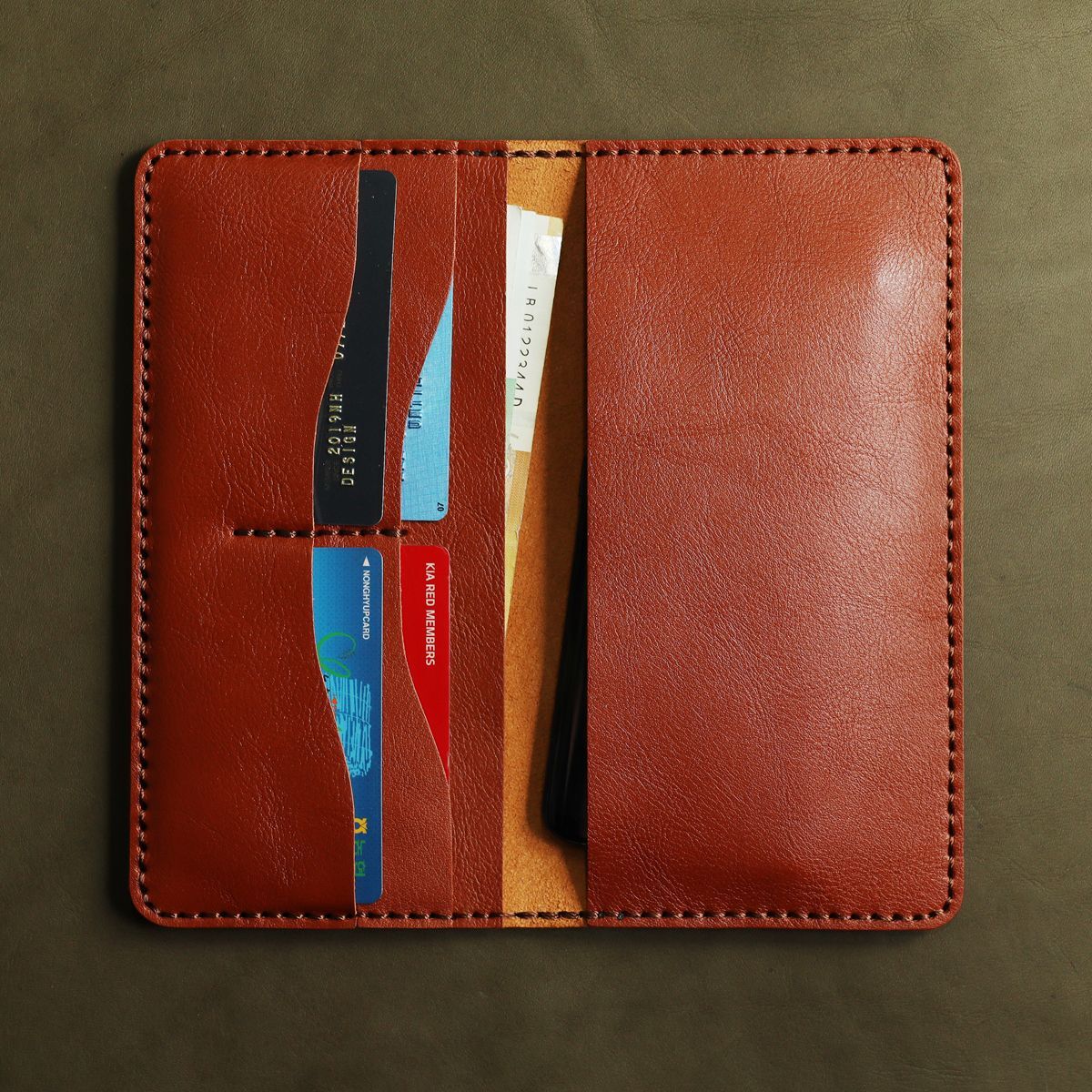 Celebrhouse Leather PYUYEHRR Phone Wallet Luxury Brown Long Wallet