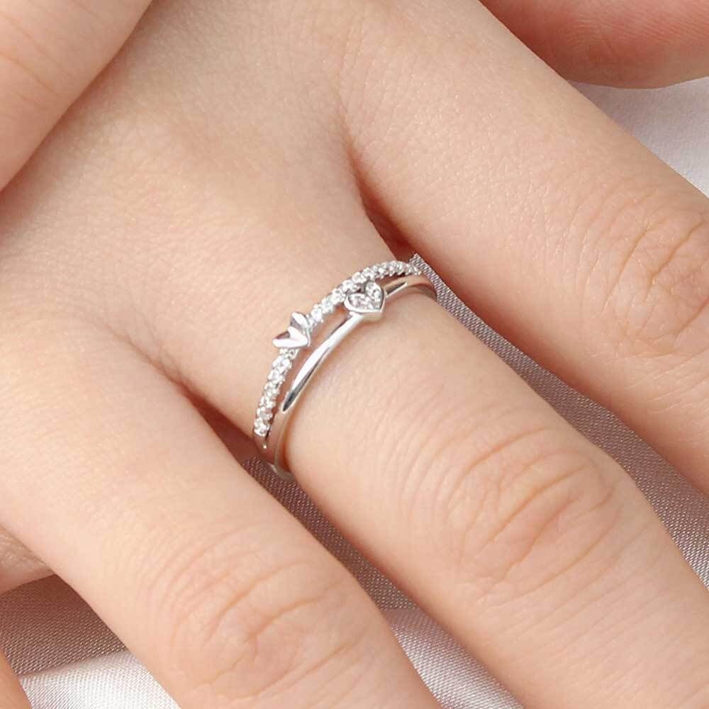 Celeb House Fashion Ring TKVXMCNX Open Ring Silver Open Ring Heart