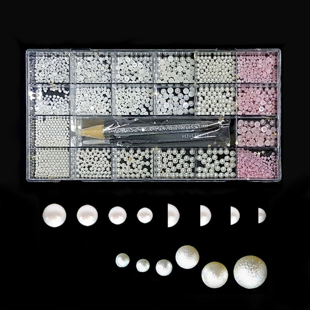 CelebrityHouse NailArt MZBLAFAV Large Capacity Various Beads 20 Types+Picker+Pliers Set