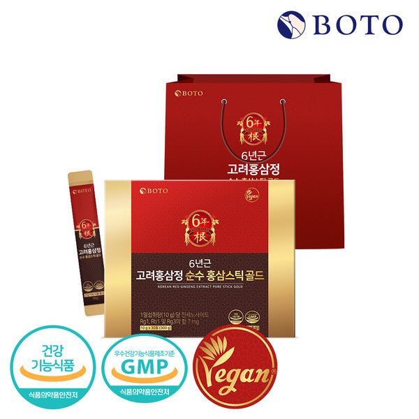 Bottu] 6-Year-Old Korean Red Ginseng Extract Pure Red Ginseng Stick Gold 30 Packs x 1 Box