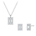 Wagold Squaremond Silver Necklace+Earrings Set
