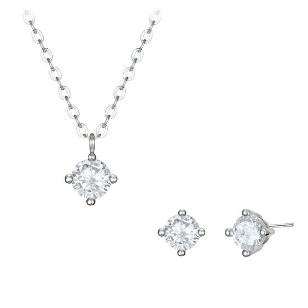 WhiteGold Silver Bell Silver Necklace and Earrings Set
