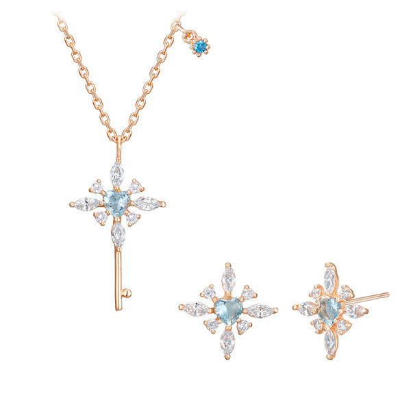 Wagold Blue Elsa 14K necklace+earring set