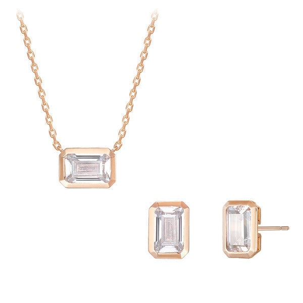 Wagold Attendant 14K Necklace+Earrings Set