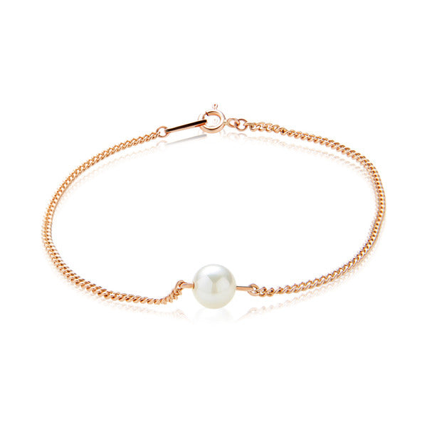 bnbGold 14K freshwater pearl curved chain bracelet YMB38225
