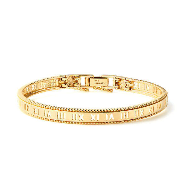 AirbnbGold 14K Roman Script Punching Bangle Bracelet JNB3682