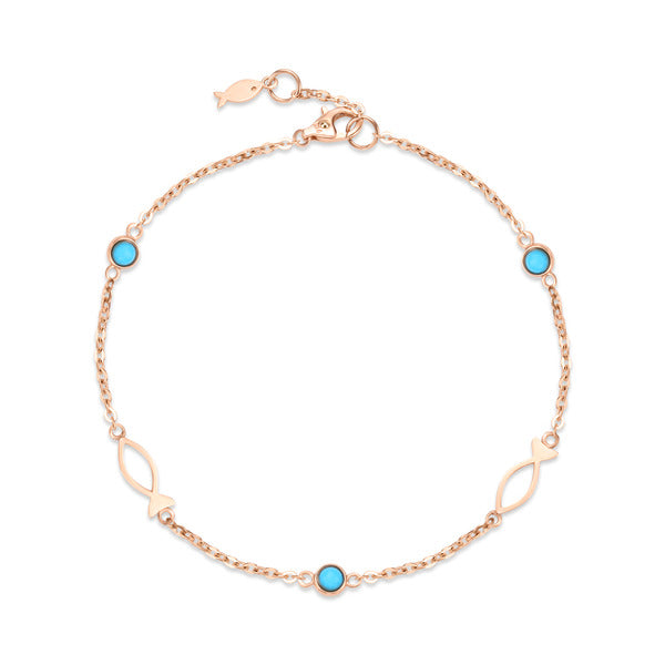 14K Line Fish Turquoise Bracelet NPB27566