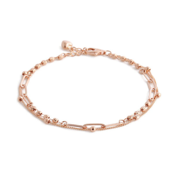 BnbGold 14K Two-Line Clipped Chain Mirror Ball Layered Bracelet GTB28909