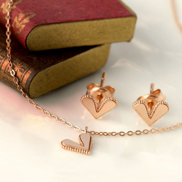 AirbnbGold 14K Love Dot Heart Jewelry Set NPS29273