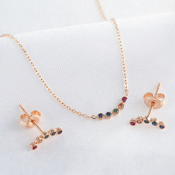 AirbnbGold 14K Rainbow Cubic Jewelry Set NPS29282
