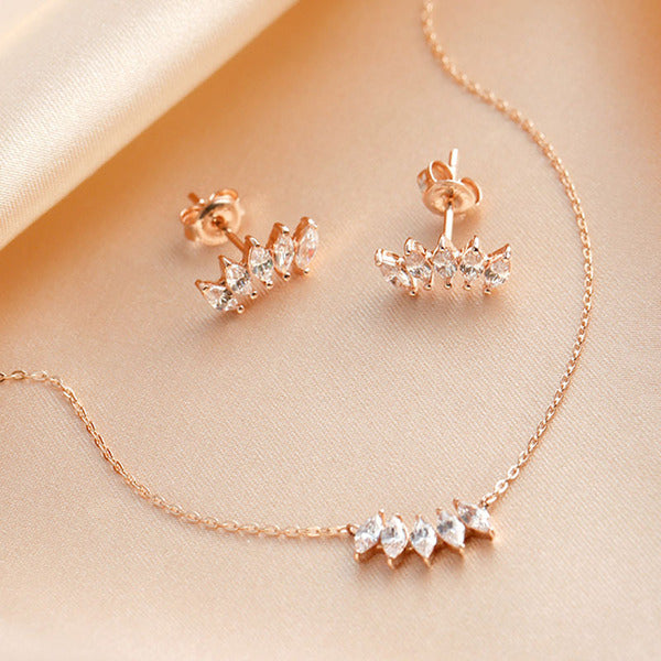 AirbnbGold 14K Marquise Crown Cubic Jewelry Set NPS29294