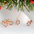 AirbnbGold 14K Ribbon Christmas Lis Jewelry Set (Earrings+Necklace) NPS29470