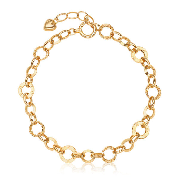 AirbnbGold 14K RomanNumber OvalChain Heart Charm Bracelet IRB37820