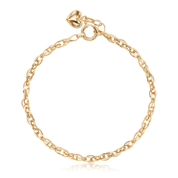 AirbnbGold 14K Mixed Layered Chain Round Heart Charm Bracelet IRB37821