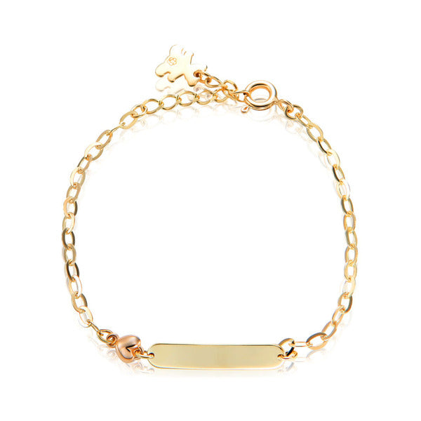 AirbnbGold 14K Mini Stick Engraving Lost Child Prevention Baby Bracelet IRB38238
