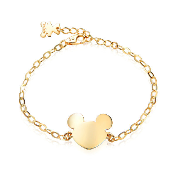 AirbnbGold 14K Mickey Mouse Engraved Child Lock Preventive Bracelet IRB38244