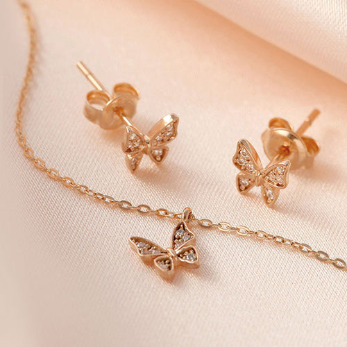AirbnbGold 14K Butterfly Cubic Jewelry Set NPS29288