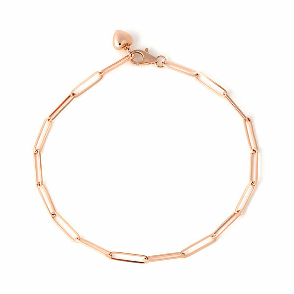 AirbnbGold 14K Simple Heart Charm Chain Bracelet IRB27869