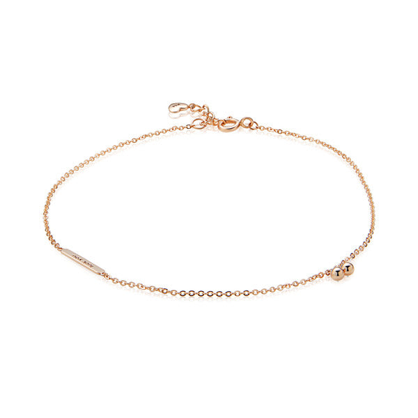 14K Simple Two-Character Lettering Stick Chain Bracelet JNA27907
