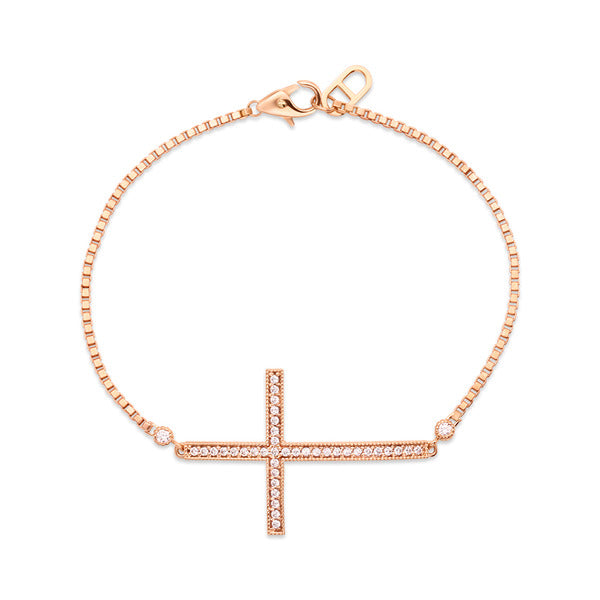 bnbgold 14k cross diamond chain bracelet JNB28598