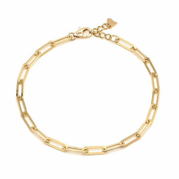 BnbGold 14K Simple Layered 2mm Clip Chain Bracelet IRB29536