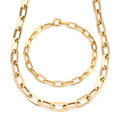 14K Simple Bold Glossy Clip Chain Jewelry Set (Necklace+Bracelet) JNS29772