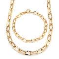 VNBGold 14K Simple Bold Handcutting Clip Chain Jewelry Set (Necklace+Bracelet) JNS29776