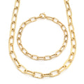 14K Simple Bold Zigzag Cut Clipped Chain Jewelry Set (Necklace+Bracelet) JNS29777