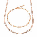 AirbnbGold 14K Simple Layered 1mm Clip Chain Jewelry Set (Necklace+Bracelet) IRS29836