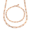 AirbnbGold 14K Simple Layered 2mm Clip Chain Jewelry Set (Necklace+Bracelet) IRS29837