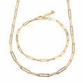 BnBGold 14K Simple Layered 1mm Clip Chain Jewelry Set (Necklace+Bracelet) IRS29839