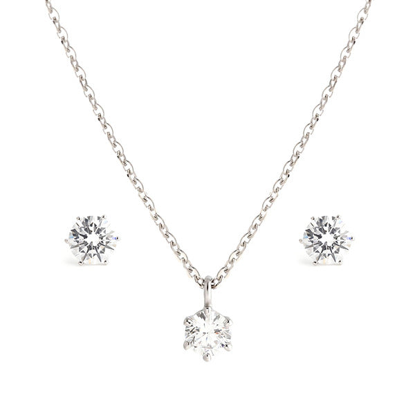 14K Simple Engagement Setting 4mm Cubic Jewelry Set NPS30124