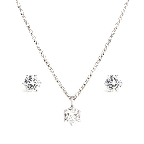 14K Simple Engagement Setting 4mm Cubic Jewelry Set NPS30124