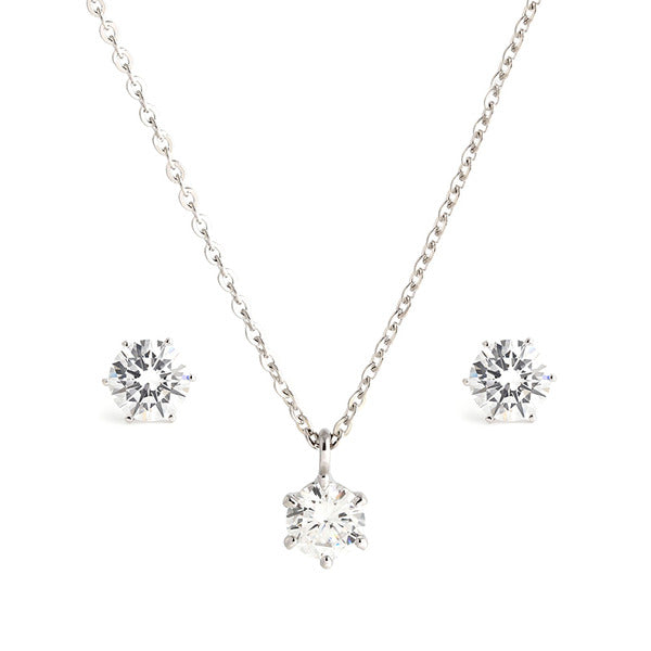 AirbnbGold 14K Simple Prong Setting 4.75mm Cubic Jewelry Set NPS30125