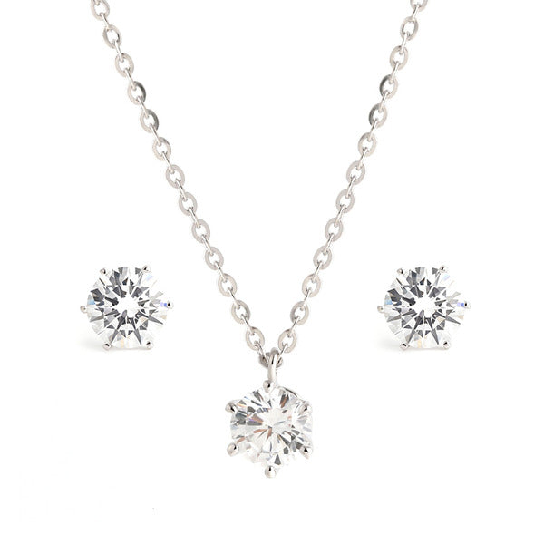 14K Simple Pendant Setting 6.5mm Cubic Jewelry Set NPS30127