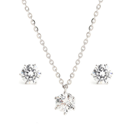 14K Simple Pendant Setting 6.5mm Cubic Jewelry Set NPS30127