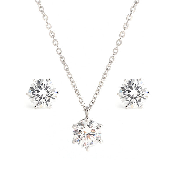AirbnbGold 14K Simple Prong Setting 7.5mm Cubic Jewelry Set NPS30128