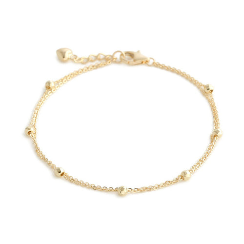 AirbnbGold 14K CuttingsBall Layered Moque Chain Bracelet PNB5235