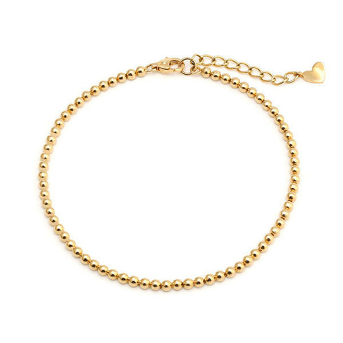 AirbnbGold 14K Heart Sapphire 2.5mm Half Round Chain Bracelet NPB27360