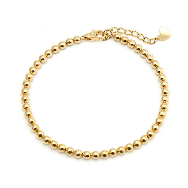 BnbGold 14K Heart Garnet 3.5mm Half Round Chain Bracelet NPB27361
